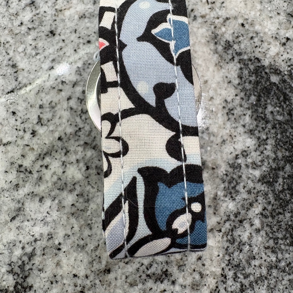 Vera Bradley Blue And Black Floral Fabric Lanyard